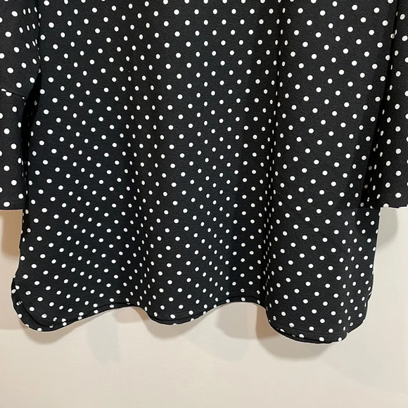 Croft & Barrow Black with White Polka Dot 3/4 Sleeve Top XL - Picture 3 of 14